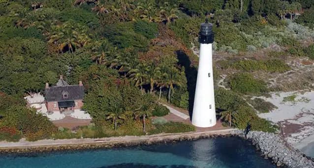 Aerial view of Cape Florida Lighthouse on Key Biscayne